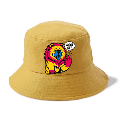 Chow Chow with lion mane and blue-black tongue, fluffy dignified paw up with sass - Bucket Hat - Golden Harvest(Yellow)