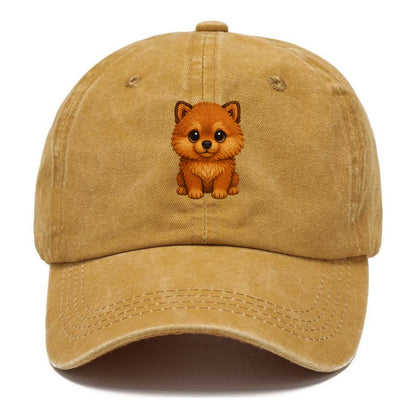 Baby Pomeranian Puppy - fluffy orange ball, fox face, tiny body, bright eyes, - Classic Cap - Golden Harvest(Yellow)