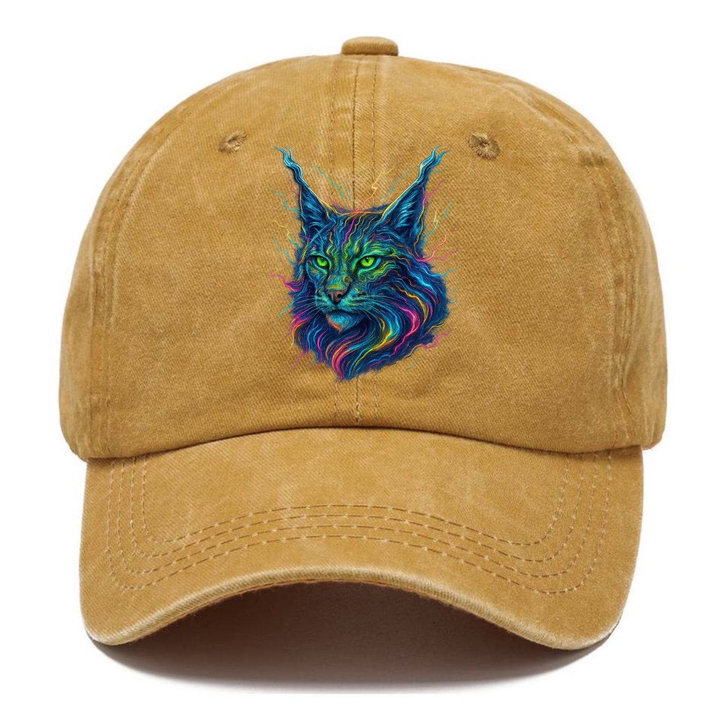 Wild lynx with ear tufts transforming into liquid mercury flows, silver and gold - Classic Cap - Golden Harvest(Yellow)