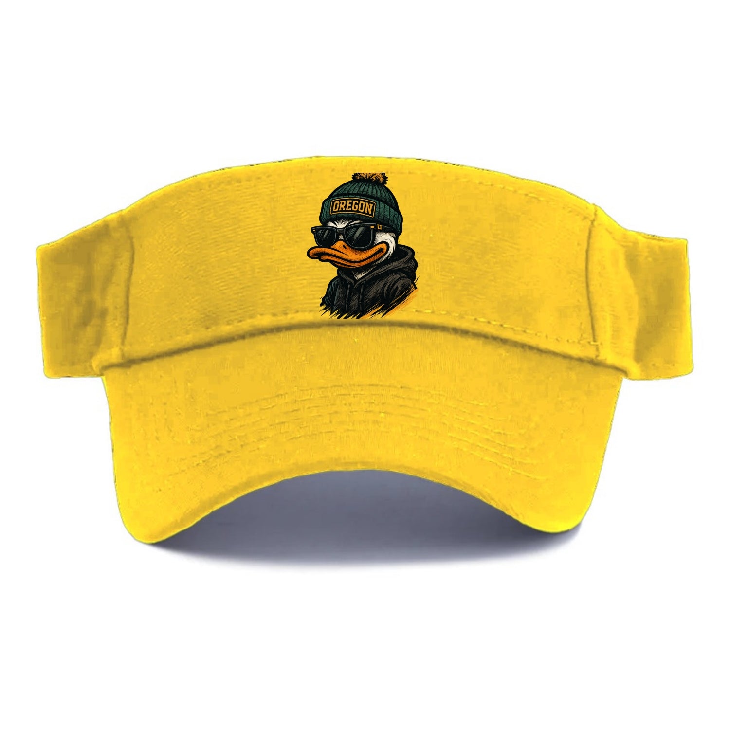 Eugene Duck wearing Oregon beanie with O patch - Visor - Golden Harvest(Yellow)
