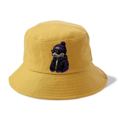 Fort Worth Frog wearing TCU beanie with horned patch - Bucket Hat - Golden Harvest(Yellow)
