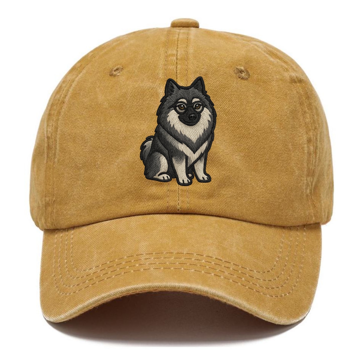 Keeshond - Gray and black spectacles embroidered design - Classic Cap - Golden Harvest(Yellow)