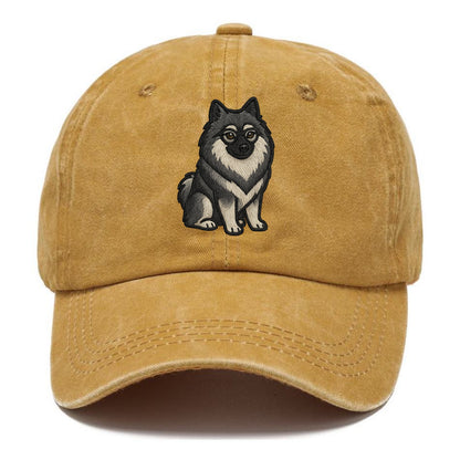 Keeshond - Gray and black spectacles embroidered design - Classic Cap - Golden Harvest(Yellow)