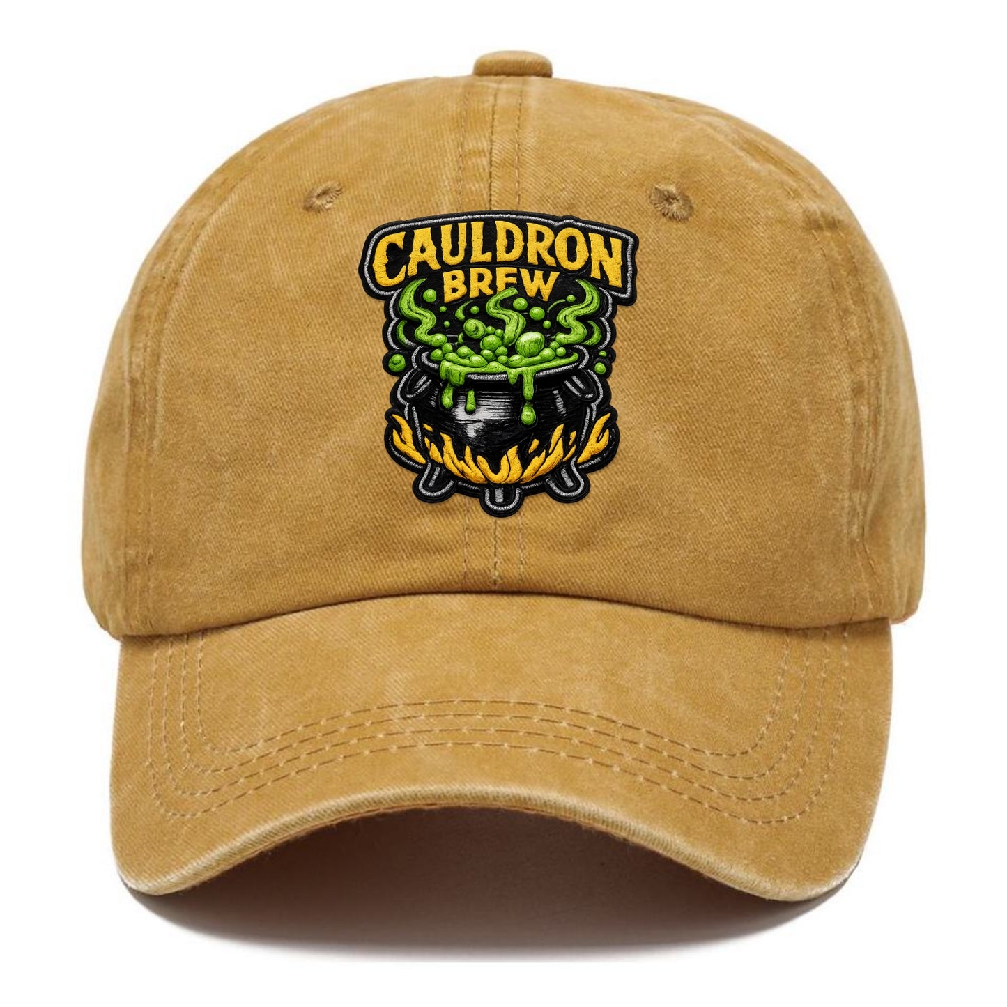 CAULDRON BREW - bubbling pot in black and green , witch craft - Classic Cap - Golden Harvest(Yellow)