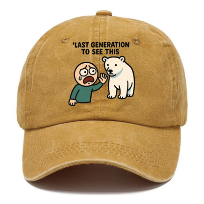 Person waving goodbye to polar bear - "Last generation to see this" - extinction grief - Classic Cap - Golden Harvest(Yellow)