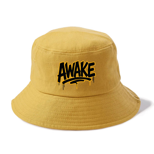 Bold typography design - AWAKE - conscious, aware, alert - Bucket Hat
