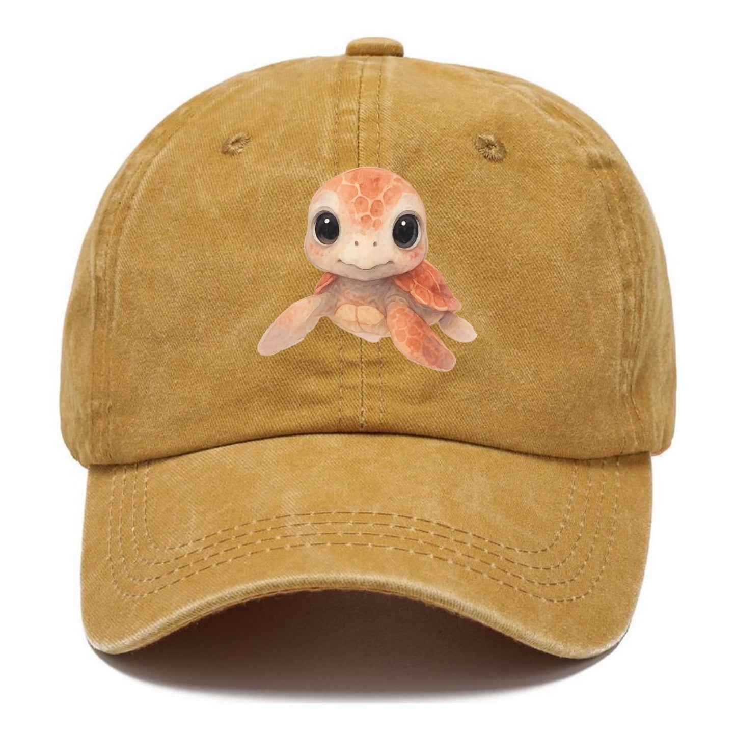 Baby Loggerhead Turtle - reddish-brown shell, big round dark eyes, chunky head, - Classic Cap - Golden Harvest(Yellow)