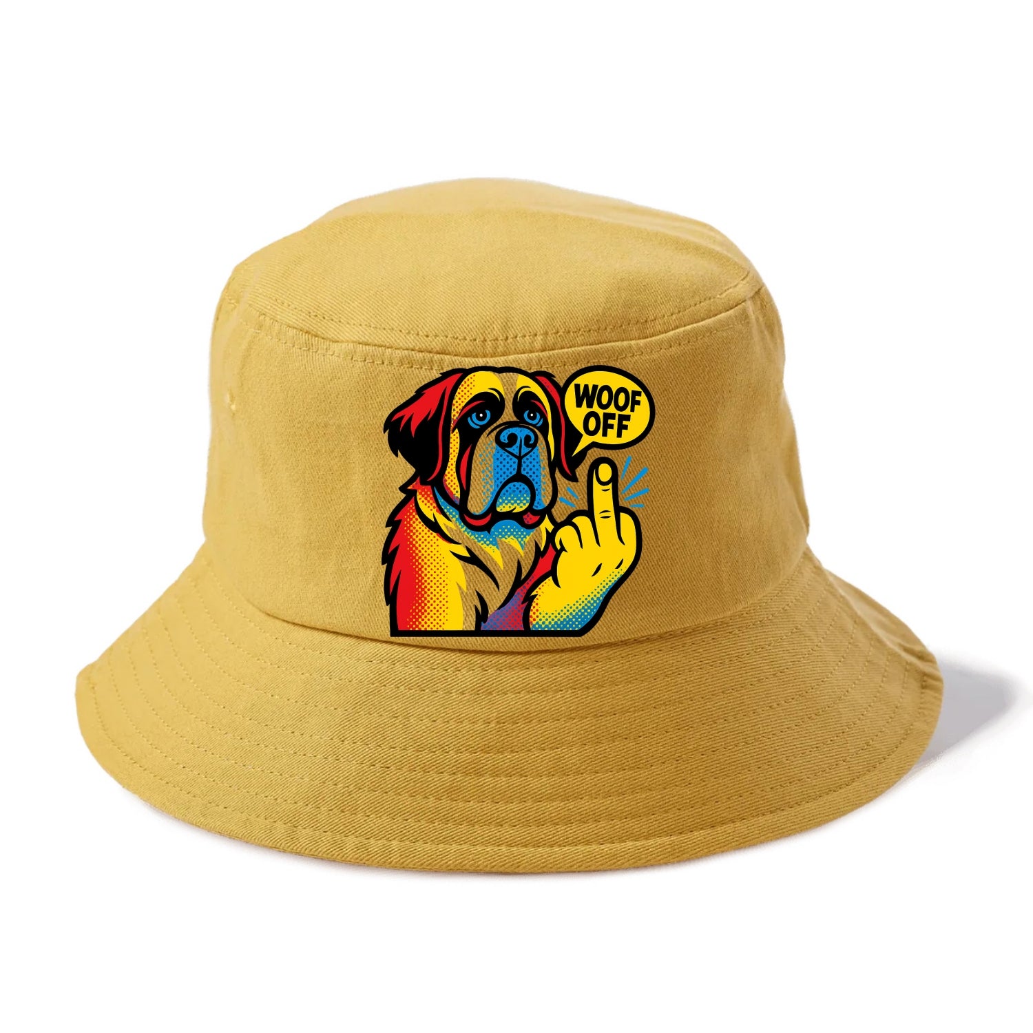 Saint Bernard with gentle giant face and droopy jowls, huge paw raised - Bucket Hat - Golden Harvest(Yellow)