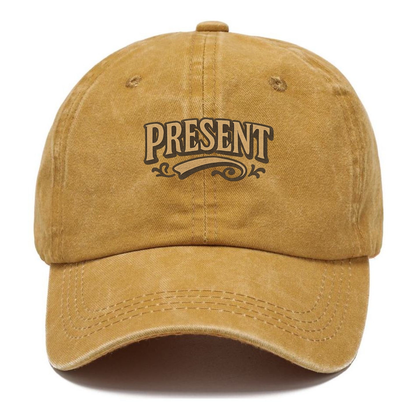 Bold typography design - "PRESENT" - living in the now - Classic Cap - Golden Harvest(Yellow)