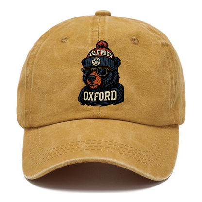 Oxford Black Bear wearing Ole Miss beanie with rebel patch - Classic Cap - Golden Harvest(Yellow)