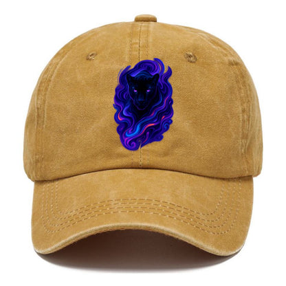 Sleek black panther emerging from swirls of deep purple and electric blue, - Classic Cap - Golden Harvest(Yellow)