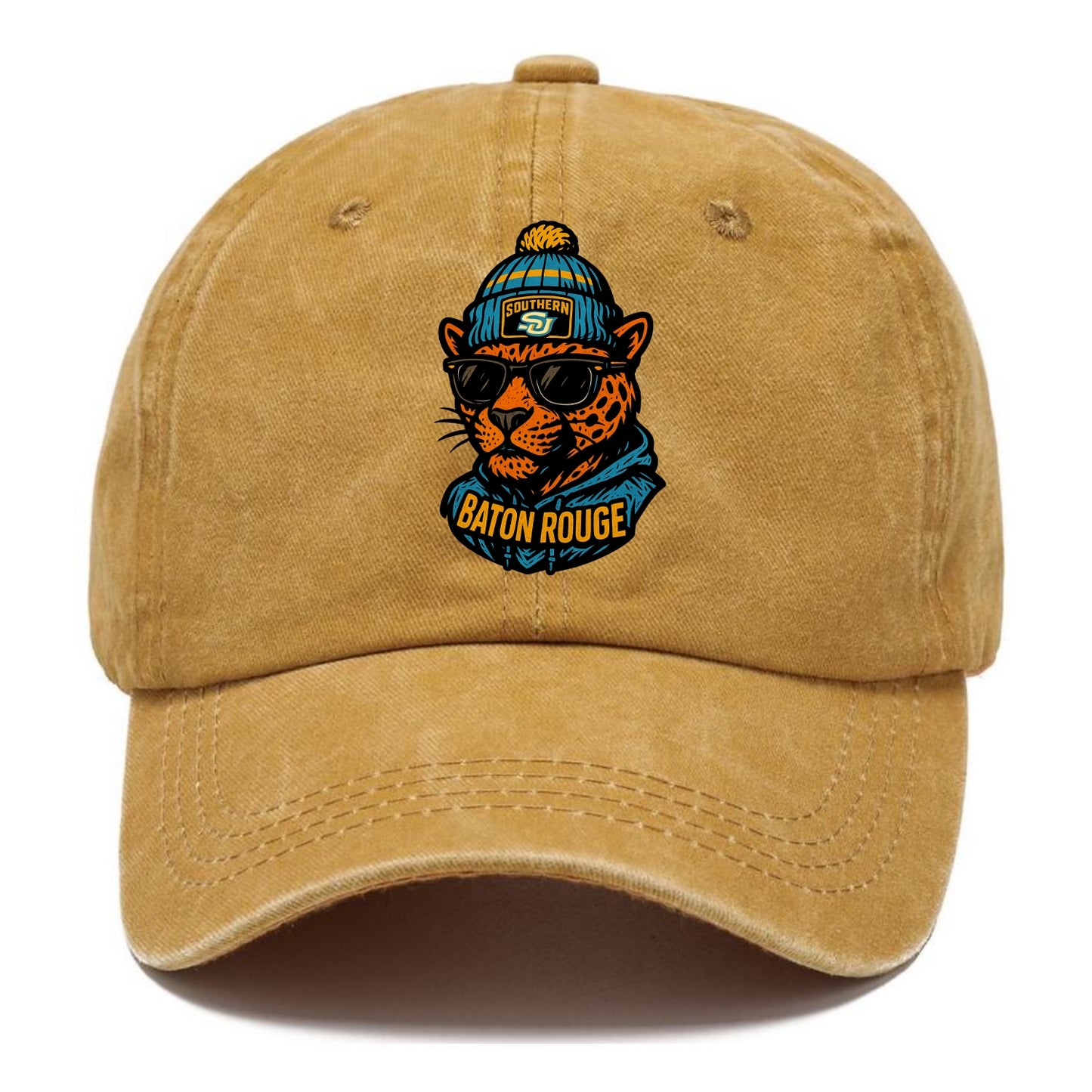 Baton Rouge Jaguar wearing Southern beanie with SU patch - Classic Cap - Golden Harvest(Yellow)