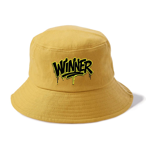 Bold typography design - WINNER - victorious mindset, champion - Bucket Hat