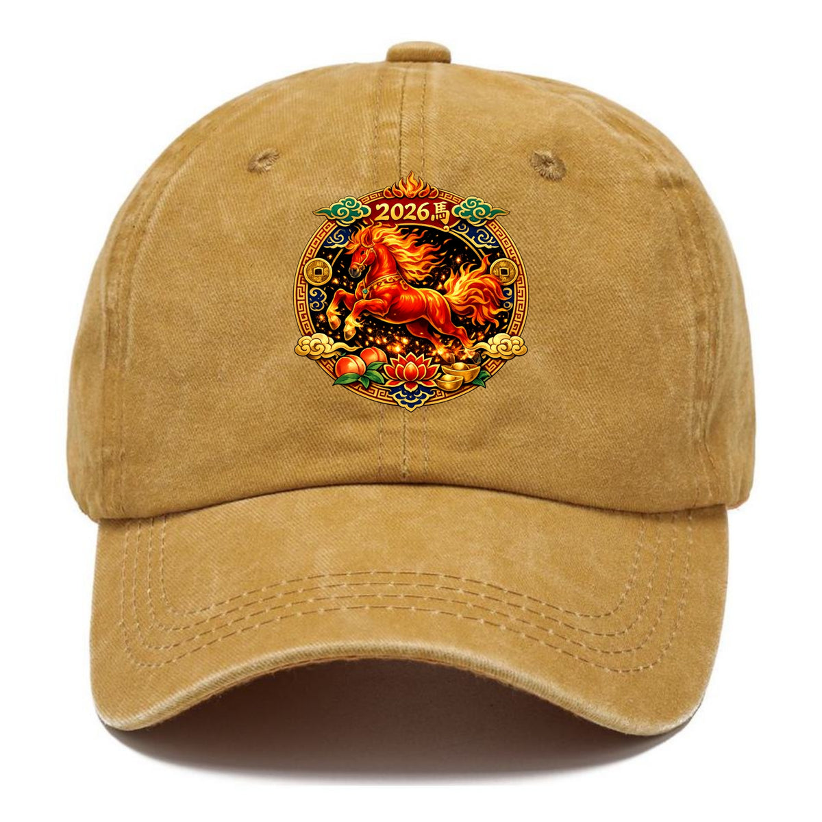 FIRE HORSE | Flaming mane and tail horse | Blazing orange and red colors | Dynamic - Classic Cap - Golden Harvest(Yellow)