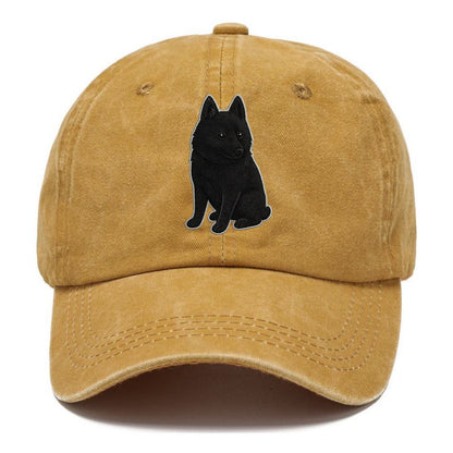 Schipperke - Solid black small embroidered sitting pose - Classic Cap - Golden Harvest(Yellow)