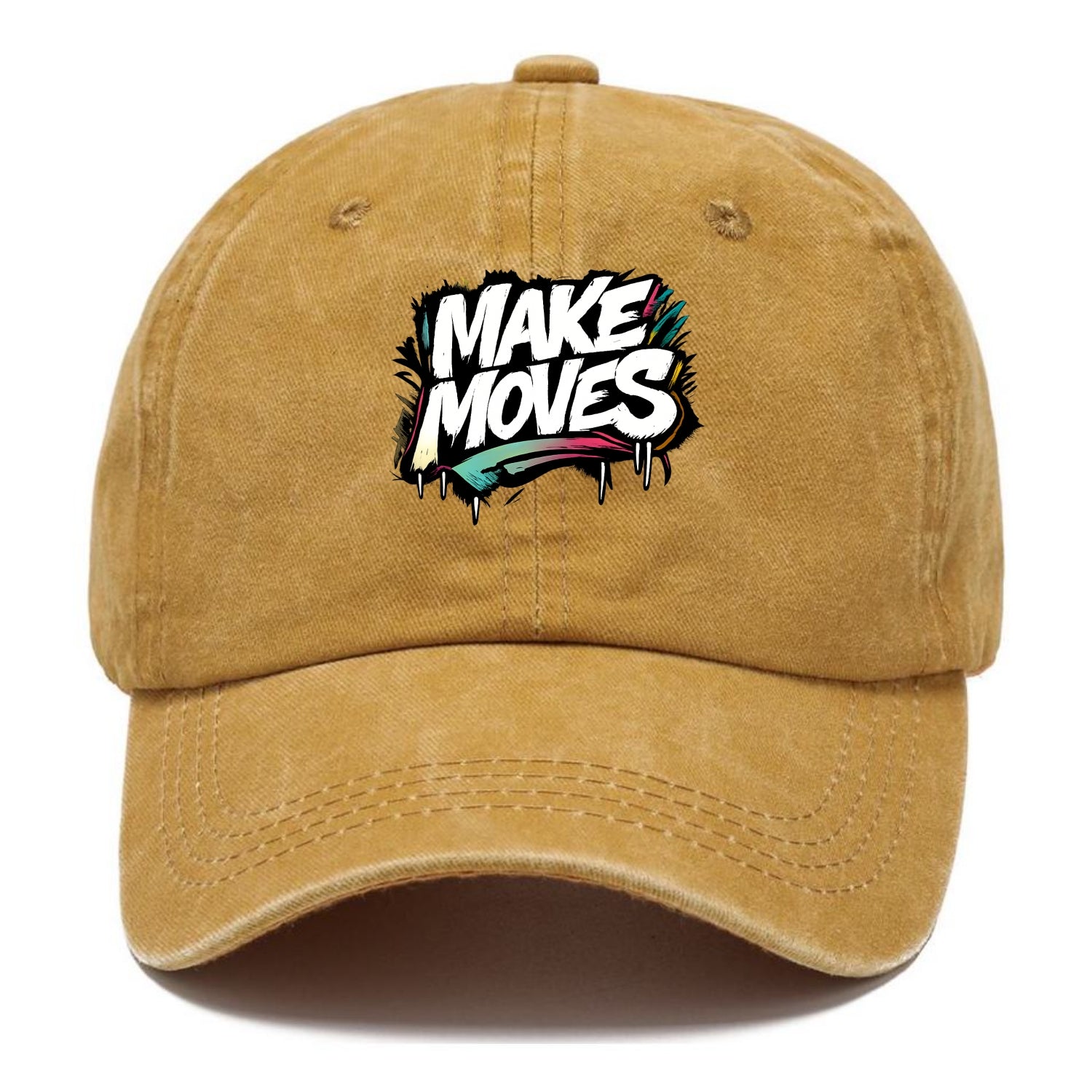 Bold typography design - "MAKE MOVES" - take action, progress forward - Classic Cap - Golden Harvest(Yellow)