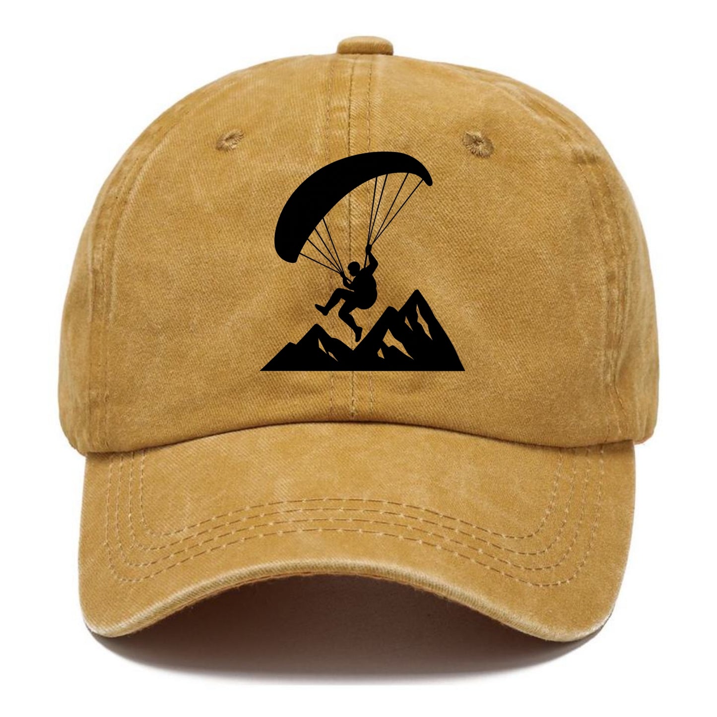 Paraglider soaring over mountain peaks - Classic Cap - Golden Harvest(Yellow)