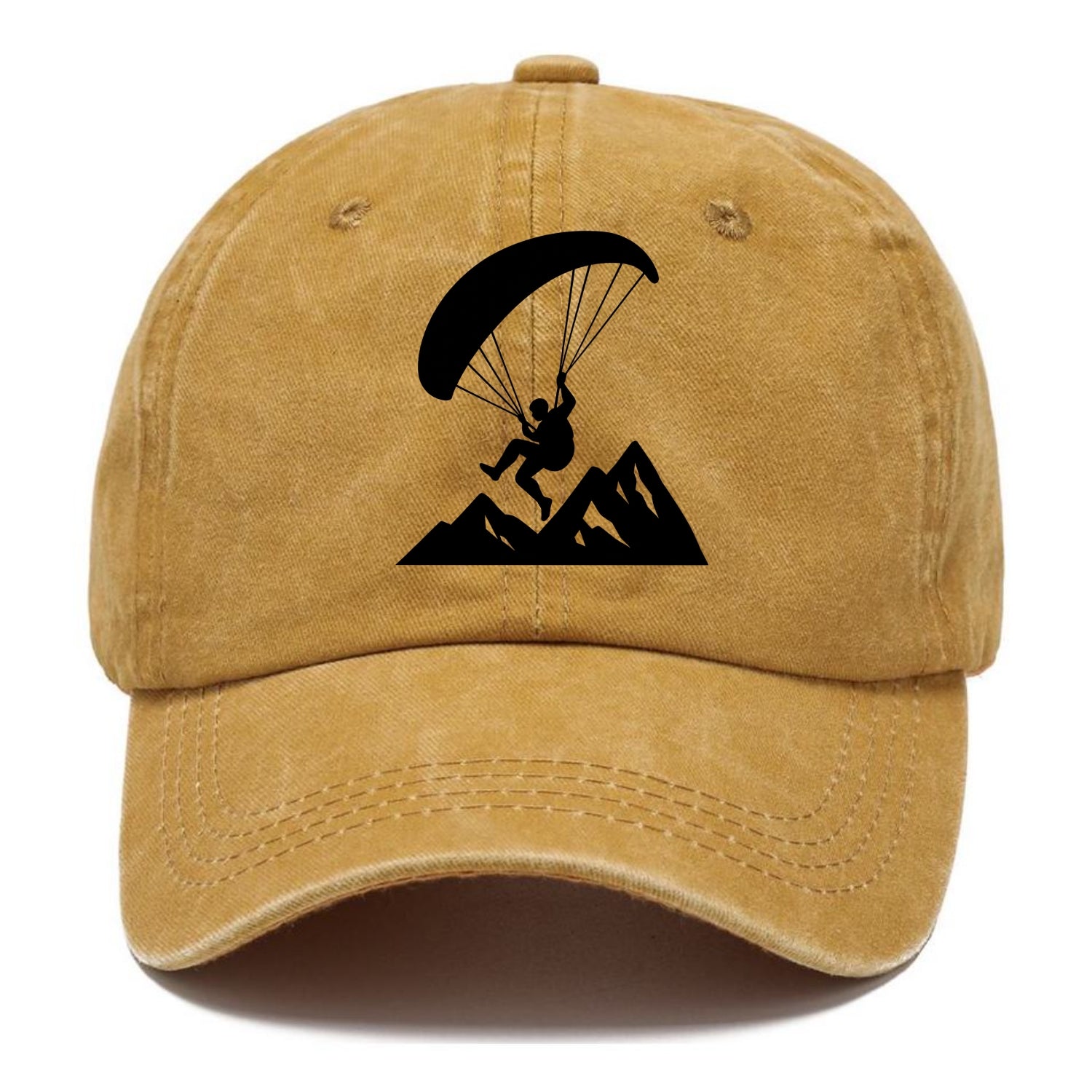 Paraglider soaring over mountain peaks - Classic Cap - Golden Harvest(Yellow)