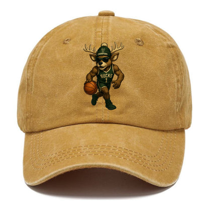 Milwaukee Buck Deer wearing Bucks green and cream beanie with antlers and wayfarer - Classic Cap - Golden Harvest(Yellow)