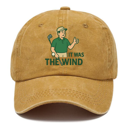 Golfer blaming the wind with hair perfectly still - "It Was the Wind" - classic excuse - Classic Cap - Golden Harvest(Yellow)