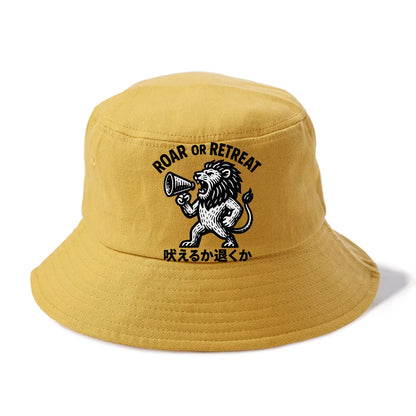 Roar or Retreat - Lion shouting into vin Bucket Hat - Golden Harvest(Yellow)