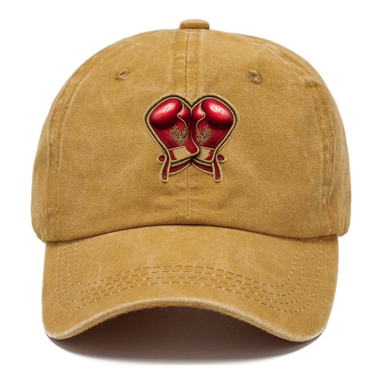 Embroidered patch design - BOXING GLOVES - red boxing gloves crossed in crimson and - Classic Cap - Golden Harvest(Yellow)