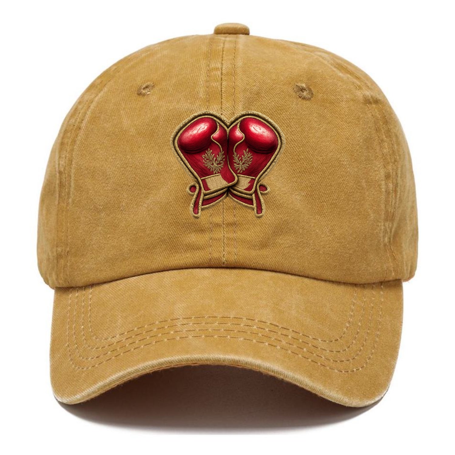 Embroidered patch design - BOXING GLOVES - red boxing gloves crossed in crimson and - Classic Cap - Golden Harvest(Yellow)