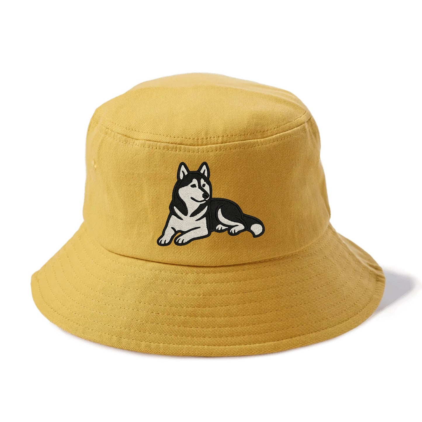 Siberian Husky - Black and white relaxed Bucket Hat - Golden Harvest(Yellow)