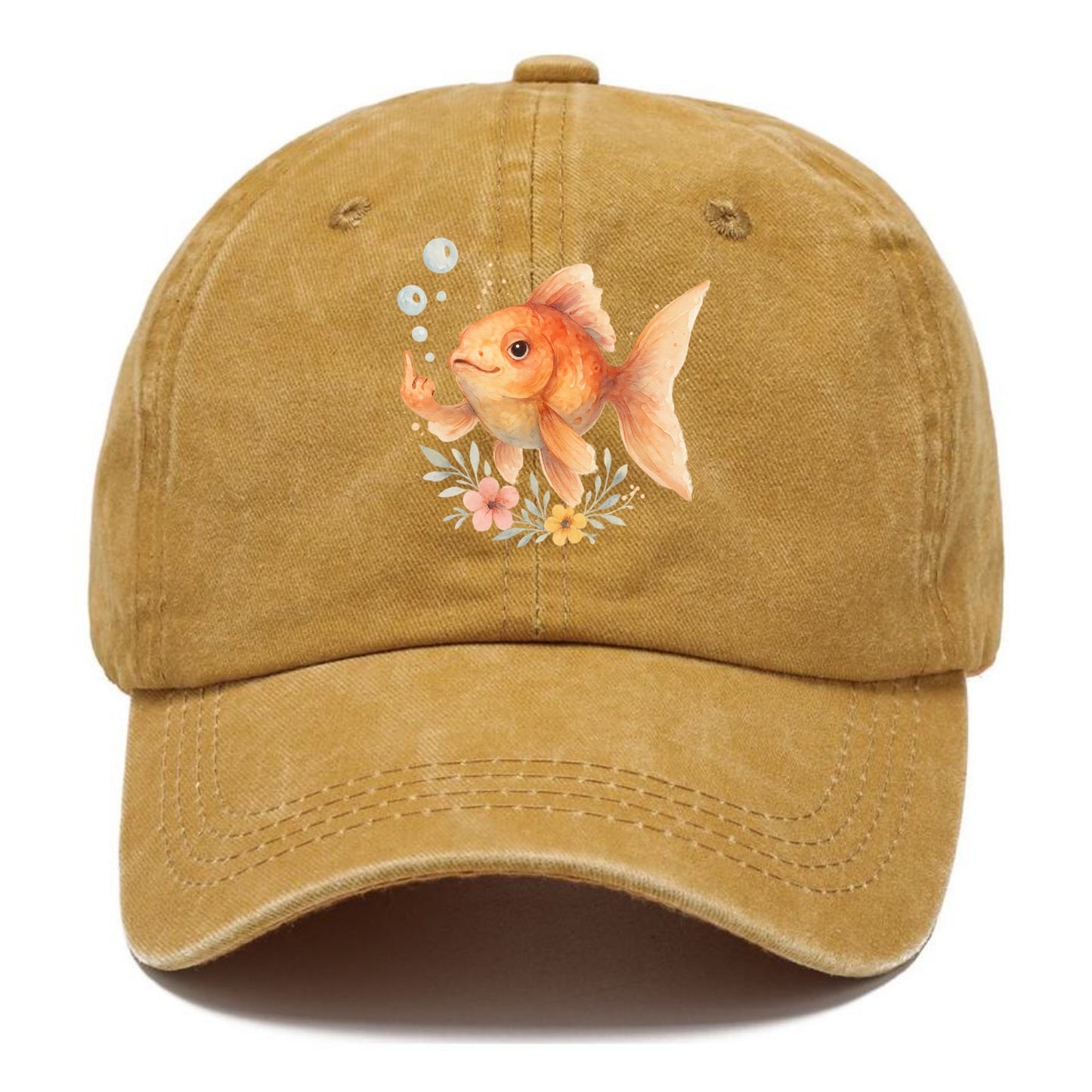 chubby goldfish blowing bubbles, one fin extended like middle finger - Classic Cap - Golden Harvest(Yellow)
