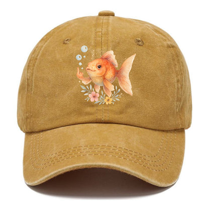 chubby goldfish blowing bubbles, one fin extended like middle finger - Classic Cap - Golden Harvest(Yellow)