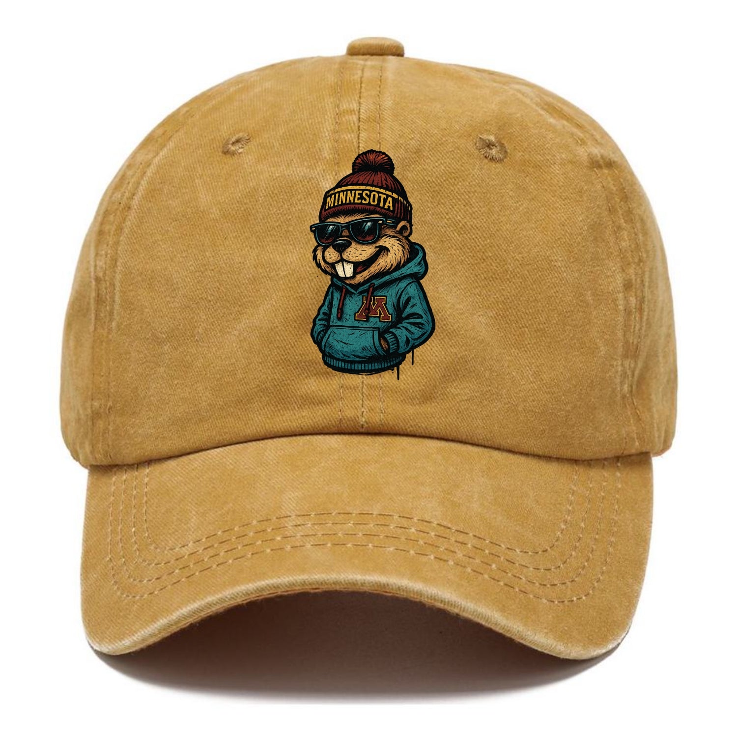 Minneapolis Gopher wearing Minnesota beanie with M patch - Classic Cap - Golden Harvest(Yellow)