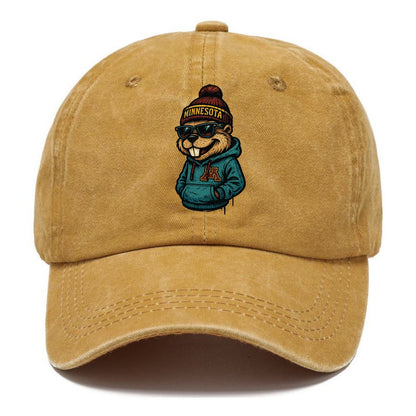 Minneapolis Gopher wearing Minnesota beanie with M patch - Classic Cap - Golden Harvest(Yellow)
