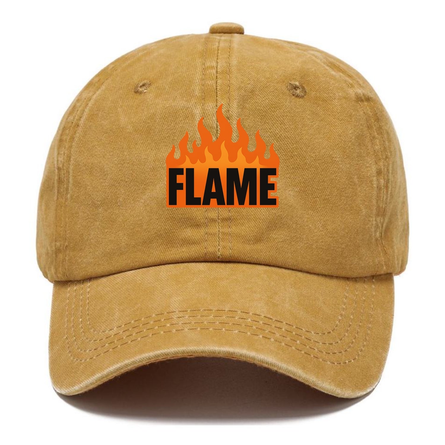 Bold typography design - "FLAME" - burning bright, passionate - Classic Cap - Golden Harvest(Yellow)