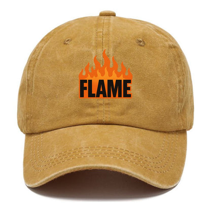 Bold typography design - "FLAME" - burning bright, passionate - Classic Cap - Golden Harvest(Yellow)