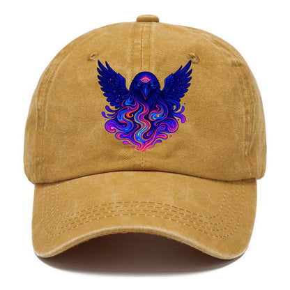 Mysterious raven with feathers showing future visions in neon colors, wings spread - Classic Cap - Golden Harvest(Yellow)