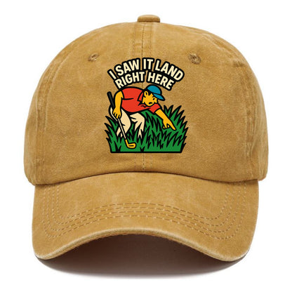 Golfer searching in deep rough - "I Saw It Land Right Here" - lost ball saga - Classic Cap - Golden Harvest(Yellow)