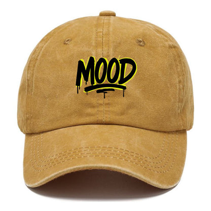 Bold typography design - "MOOD" - current state, feeling it - Classic Cap - Golden Harvest(Yellow)