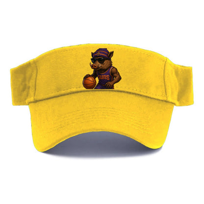 Phoenix Javelina wearing Suns beanie with cactus patch and wayfarer sunglasses - Visor - Golden Harvest(Yellow)