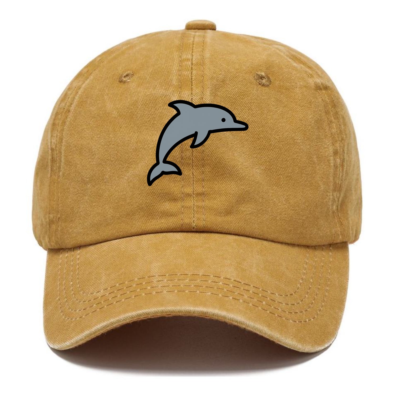 Bottlenose Dolphin - Gray jumping pose flat side profile - Classic Cap - Golden Harvest(Yellow)