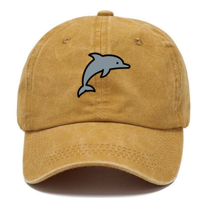 Bottlenose Dolphin - Gray jumping pose flat side profile - Classic Cap - Golden Harvest(Yellow)