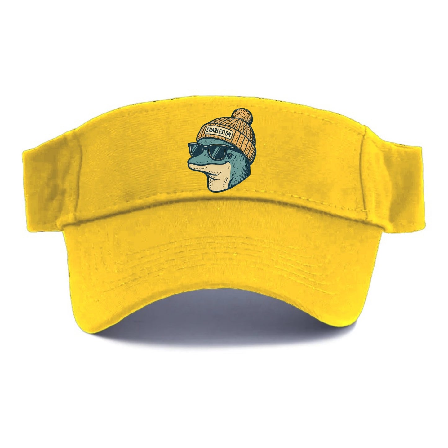 Charleston Dolphin wearing Charleston beanie with pom pom and wayfarer sunglasses - Visor - Golden Harvest(Yellow)