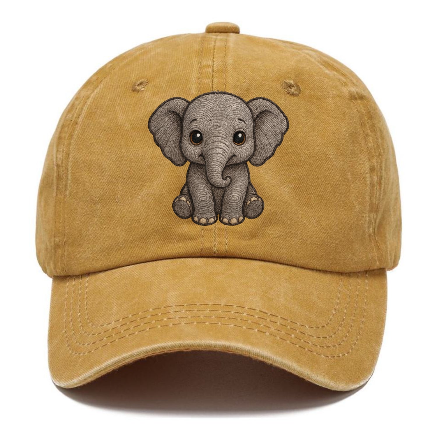 Baby Elephant - gray wrinkly, tiny trunk, large floppy ears, kind dark eyes, - Classic Cap - Golden Harvest(Yellow)