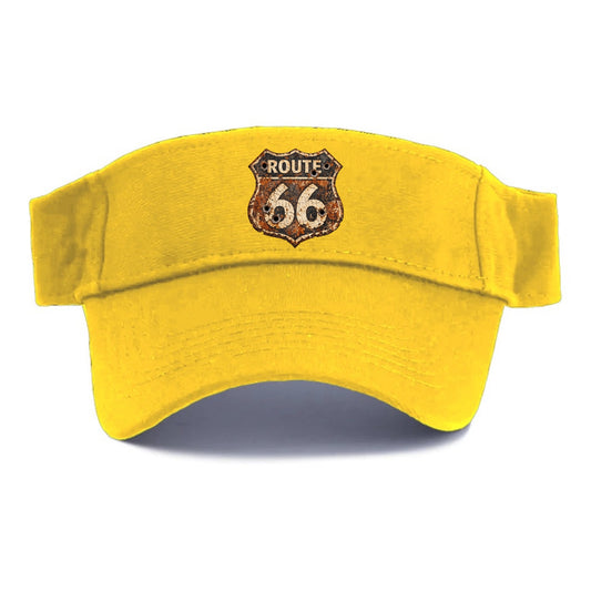 WEATHERED MARKER | Rust-aged Route 66 sign | Desert sun-bleached | Bullet holes authentic | - Visor - Golden Harvest(Yellow)