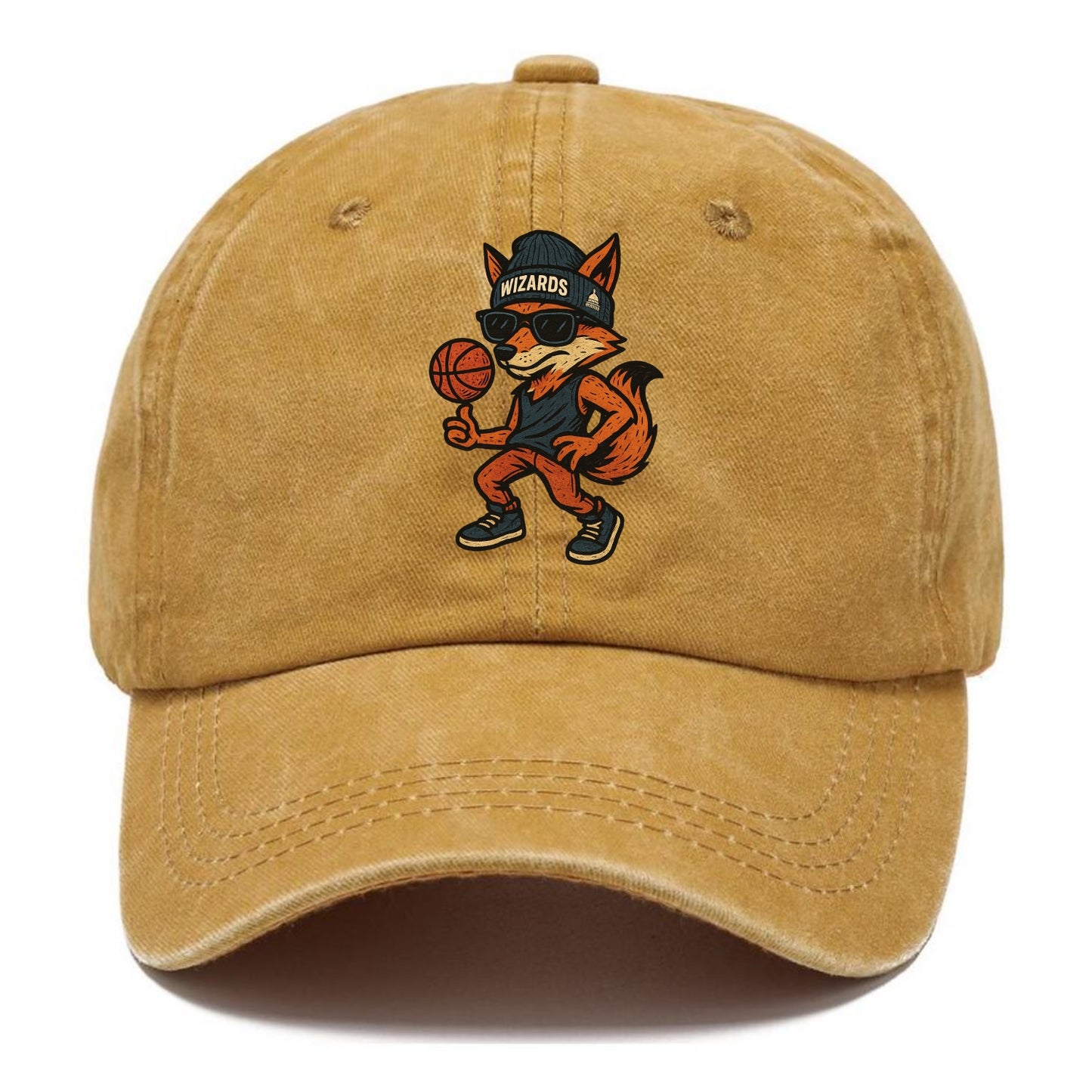 Washington Fox wearing Wizards beanie with capitol patch and wayfarer sunglasses - Classic Cap - Golden Harvest(Yellow)