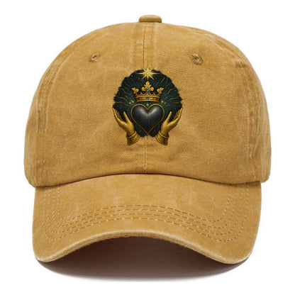 Pearl-studded tiara atop a satin-gunmetal heart supported by elegant opera-glove - Classic Cap - Golden Harvest(Yellow)