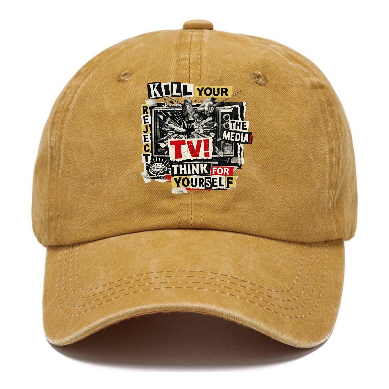 KILL YOUR TV | Smashed television | Reject media | Think for yourself | Analog - Classic Cap - Golden Harvest(Yellow)
