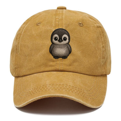Baby Penguin Chick - gray fluffy, white face, round body, front-facing, tuxedo baby - Classic Cap - Golden Harvest(Yellow)