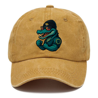 Jacksonville Alligator wearing Jaguars beanie with swamp patch and wayfarer sunglasses - Classic Cap - Golden Harvest(Yellow)