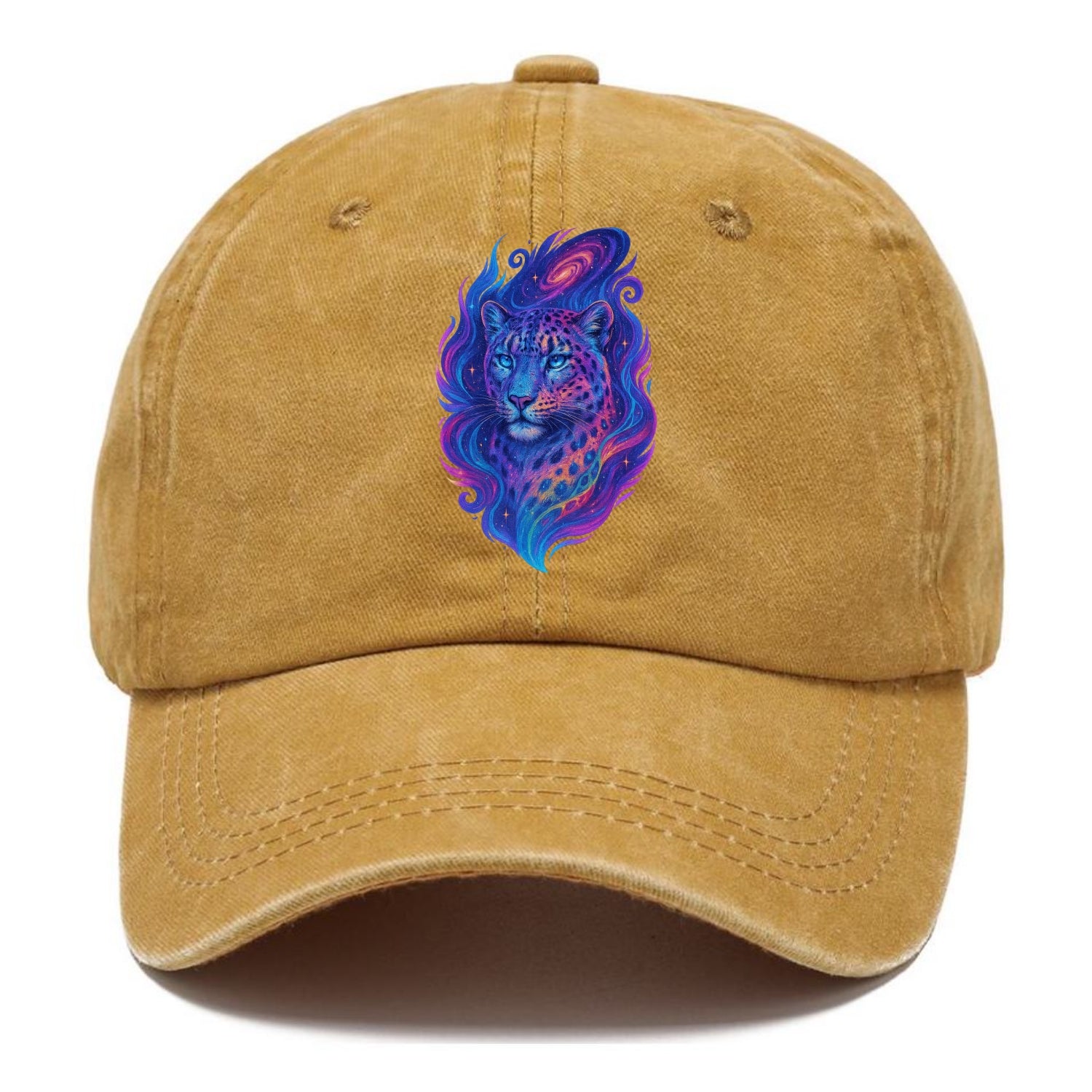 Majestic snow leopard with rainbow gradient spots, crystalline flowing patterns, - Classic Cap - Golden Harvest(Yellow)