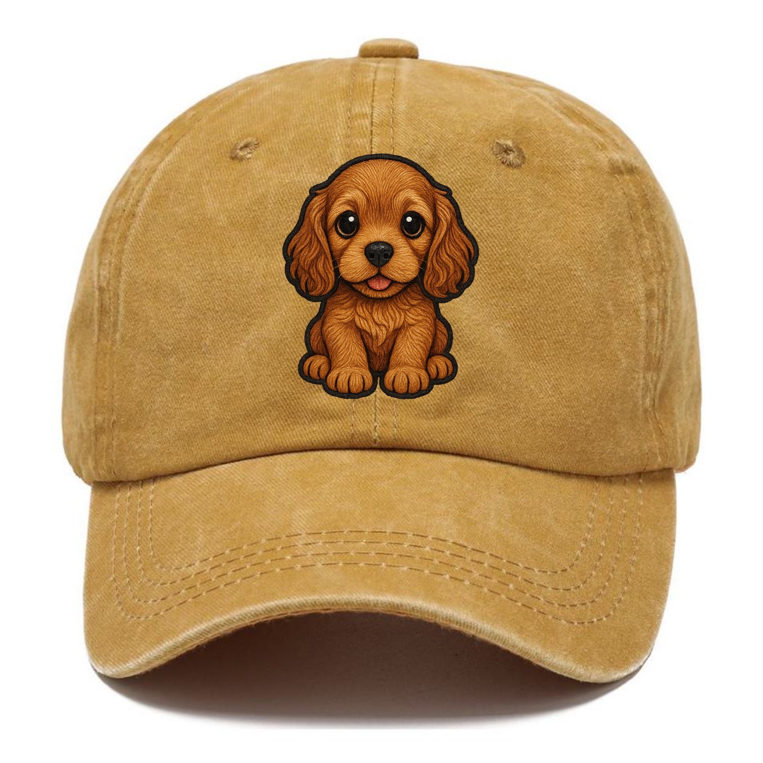 Baby Cocker Spaniel Puppy - long wavy ears, soulful eyes, silky coat, front-facing, - Classic Cap - Golden Harvest(Yellow)